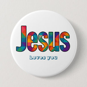 Geometrisch patroon van Jezus Ronde Button 7,6 Cm