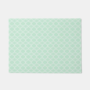 Geometrisch patroon van mint Green Quatrefoil Deurmat