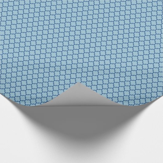 Geometrisch patroon van Navy en Light Blue Quatref Cadeaupapier (Hoek)