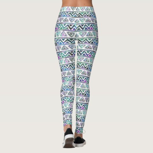 Geometrisch patroon van pasteelkleuren leggings (Achterkant)