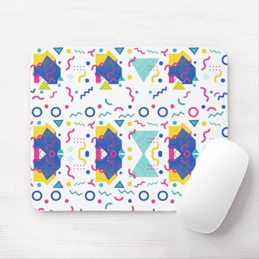 Geometrisch patroon van Retro Memphis Muismat (Met muis)