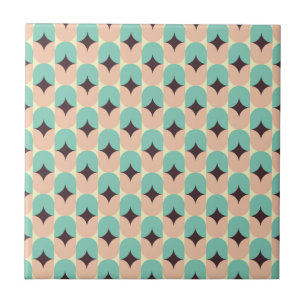 Geometrisch patroon van turquoise, beige en zwarte tegeltje