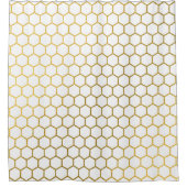 Geometrisch patroon van witte en goudhexagon douchegordijn (Voorkant)