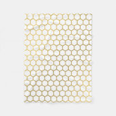 Geometrisch patroon van witte en goudhexagon fleece deken (Voorkant)
