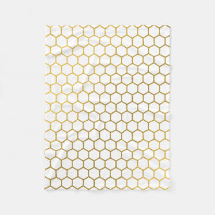 Geometrisch patroon van witte en goudhexagon fleece deken