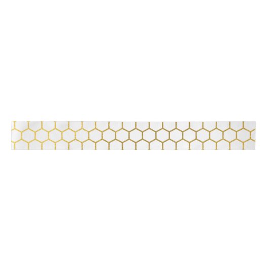 Geometrisch patroon van witte en goudhexagon lint (Voorkant)