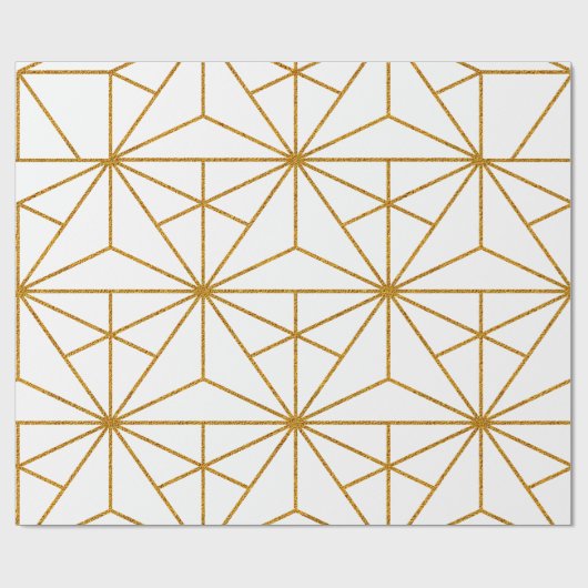 Geometrisch patroon van witte en goudkunstdeco cadeaupapier (Vlak)