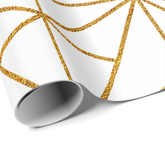 Geometrisch patroon van witte en goudkunstdeco cadeaupapier (Rol Hoek)