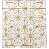 Geometrisch patroon van witte en goudkunstdeco douchegordijn (Voorkant)