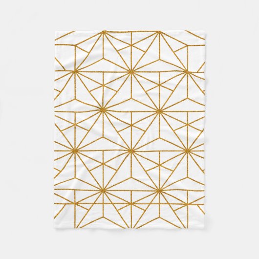 Geometrisch patroon van witte en goudkunstdeco fleece deken (Voorkant)