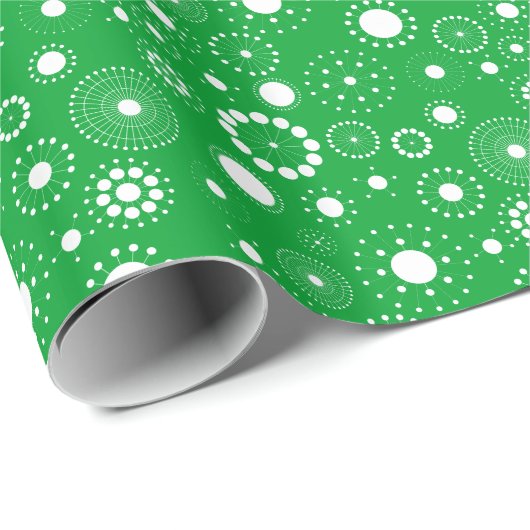 Geometrisch patroon van witte en groene cirkels cadeaupapier (Rol Hoek)