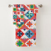 Geometrisch patroon veelkleurige patchwork bad handdoek (Insitu)