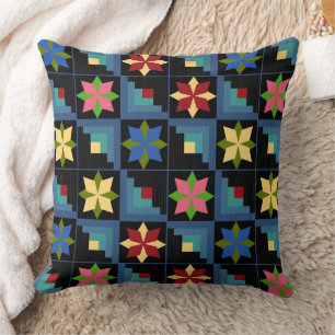 Geometrisch patroon veelkleurige patchwork kussen