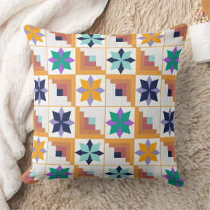 Geometrisch patroon veelkleurige patchwork kussen