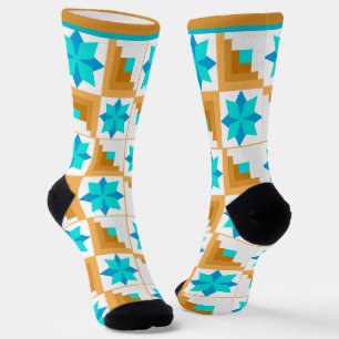 Geometrisch patroon veelkleurige patchwork sokken