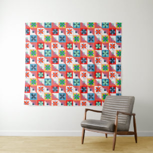 Geometrisch patroon veelkleurige patchwork wandkleed