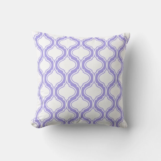 Geometrisch patroon wit en lavender kussen (Voorkant)
