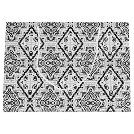 Geometrisch, patroon, zwart en wit groot cadeauzakje (Voorkant)