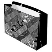 Geometrisch, Patroon, zwart en wit Groot Cadeauzakje (Achterkant Gekanteld)