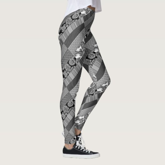 Geometrisch, Patroon, zwart en wit Leggings (Rechts)