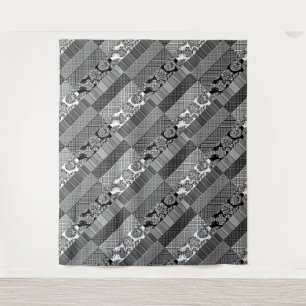Geometrisch, Patroon, zwart en wit Wandkleed