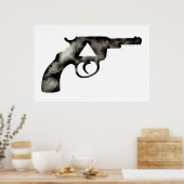 Geometrisch . Pistol . Zwart Wit. Mod. Driehoek Poster (Keuken)