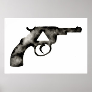 Geometrisch . Pistol . Zwart/Wit. Mod. Driehoek Poster