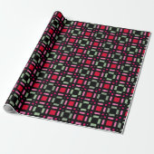 Geometrisch plaid groen rood zwart strepen cadeaupapier (Uitgerold)