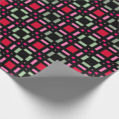 Geometrisch plaid groen rood zwart strepen cadeaupapier (Hoek)