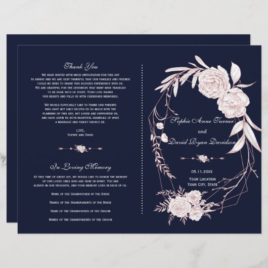 Geometrisch programma Elegant Roos Gold White Flow (Voorkant / Achterkant)