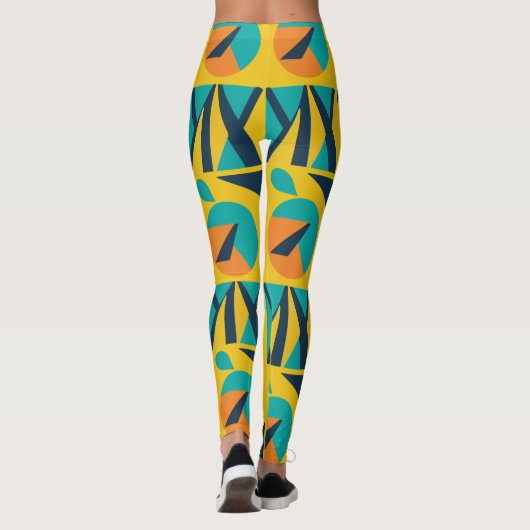 Geometrisch Retro Pop Art Pattern Leggings (Achterkant)