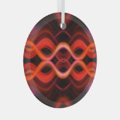 Geometrisch rood golvende lijnen ontwerp. glas ornament (Voorkant Rechts)