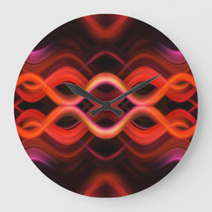 Geometrisch rood golvende lijnen ontwerp. grote klok