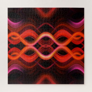 Geometrisch rood golvende lijnen ontwerp. legpuzzel