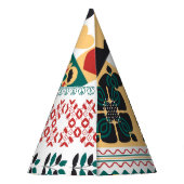 Geometrisch: rood groen Ornament. Feesthoedjes (Achterkant)