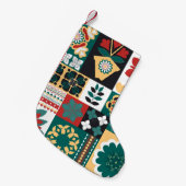 Geometrisch: rood groen Ornament. Kleine Kerstsok (Voorkant (Hangend))