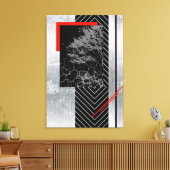 Geometrisch rood, zwart, grijs, moderne canvas kun (Insitu (Woonkamer))