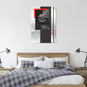 Geometrisch rood, zwart, grijs, moderne canvas kun afdruk (Insitu (Slaapkamer))