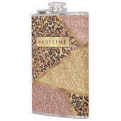 Geometrisch Roos Gold Blush Glitter Leopard Patroo Heupfles (Links)