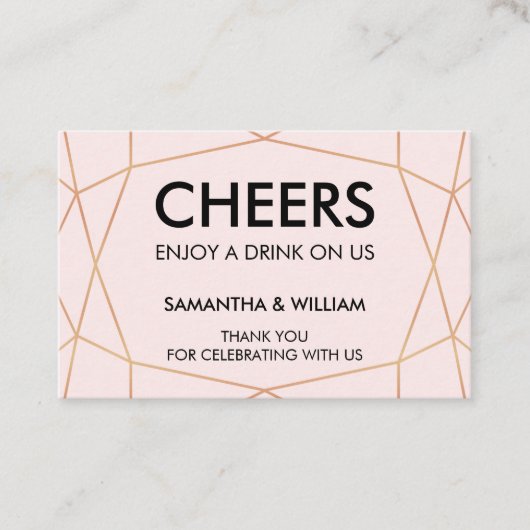 Geometrisch Roos Gold Drink Ticket | Aangepaste kl (Voorkant)