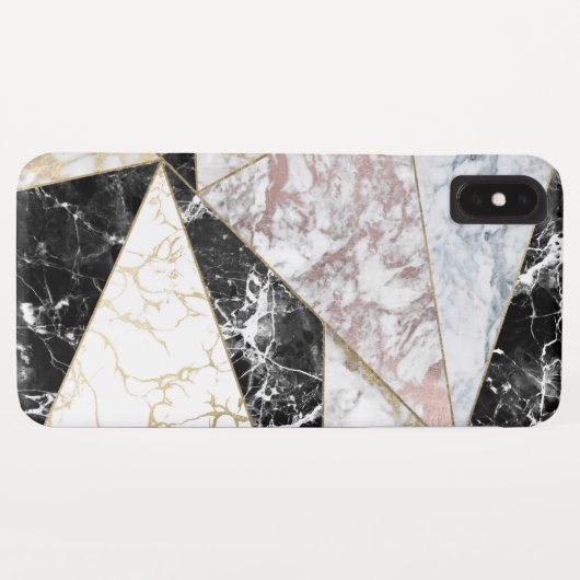 Geometrisch roos goudwitte marmer Case-Mate iPhone case (Achterkant (horizontaal))