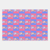 Geometrisch roze blauw konijnenpatroon inpakpapier vel (Voorkant)