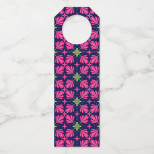 Geometrisch roze bloemachtig blad abstract patroon flessenhanger
