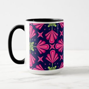 Geometrisch roze bloemblad abstract patroon mok