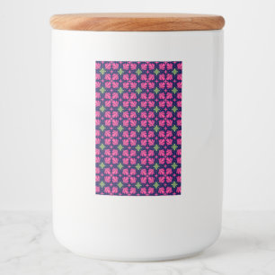 Geometrisch roze bloemblad abstract patroon voedselcontainer etiket