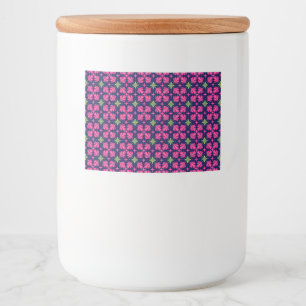 Geometrisch roze bloemmotief abstract patroon voedselcontainer etiket