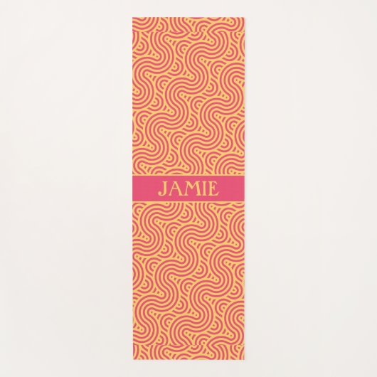 Geometrisch roze geel minimaal patroon yogamat (Voorkant)