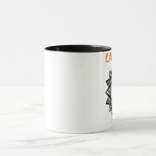 Geometrisch Sinaasappel en Zwarte Kat Mam - Cadeau Mok (Midden)