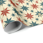  geometrisch sterpatroon met rood en blauw cadeaupapier (Rol Hoek)
