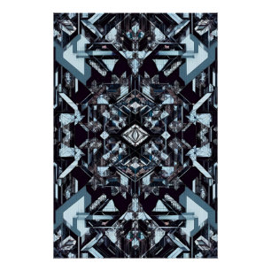 Geometrisch Tech Grid: Cybernetische Blauwdruk MK- Perfect Poster